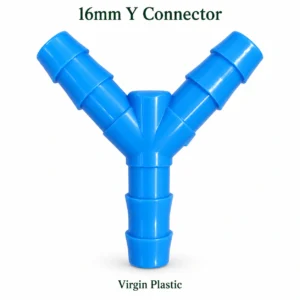 Blue 16mm Y connector for drip irrigation made from virgin plastic